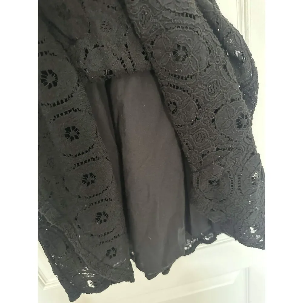 BB Dakota Black Lace Fit & Flare Lace Dress Size 0 Sleeveless Cocktail Romantic - Picture 4 of 8